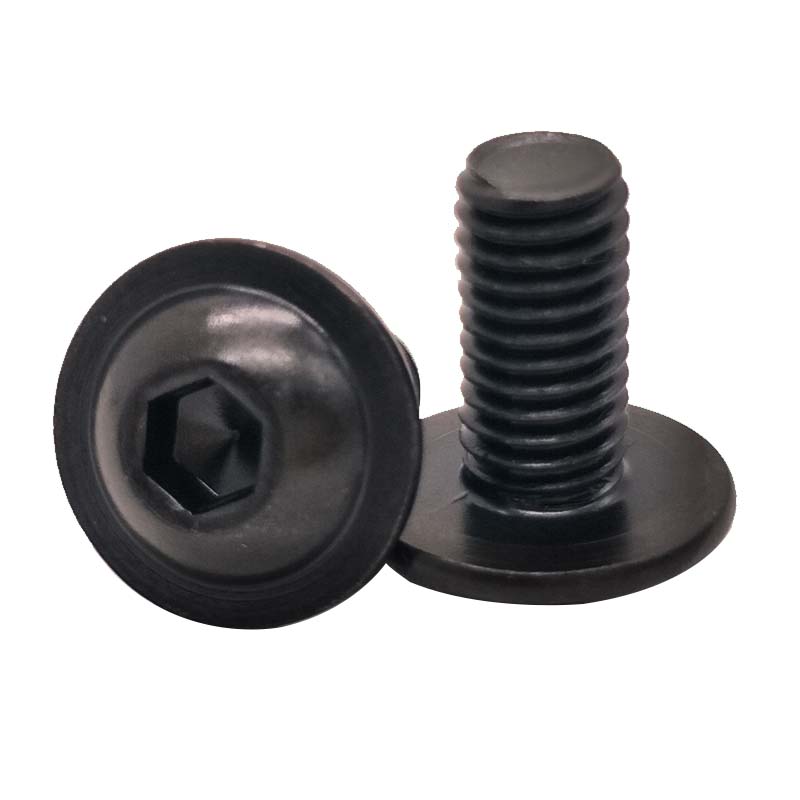 304黑色半圆头内六角带垫螺丝M2-M10法兰面螺钉ISO7380.2